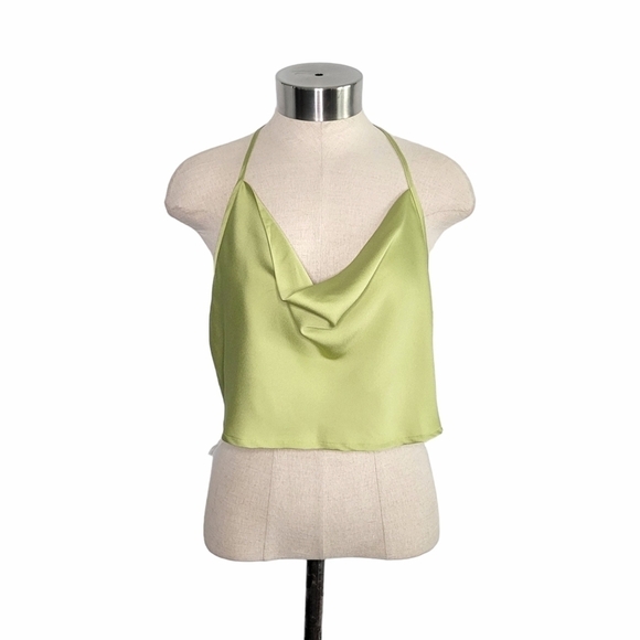 L.A. Hearts Green Cowl Neck Halter Cropped Tank Top Women's Size M - Picture 1 of 7